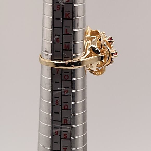 14k Yellow Gold Natural Sapphire Stunning Floral Design Ring Size 6.5 - Picture 9 of 9